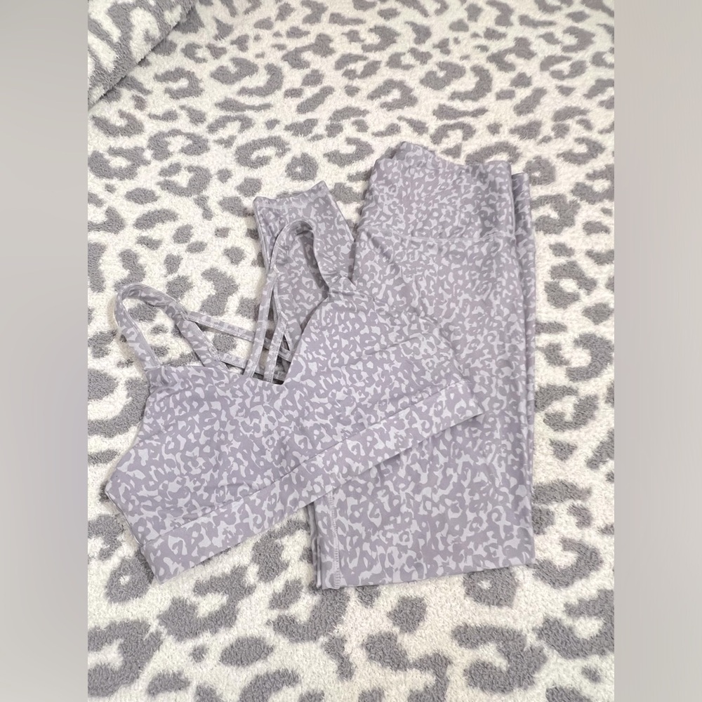 Purple cheetah, print, activewear, set top and bottom